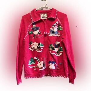 TIARA International 2003 Snowman sweater Red No size tag- measures as sm…